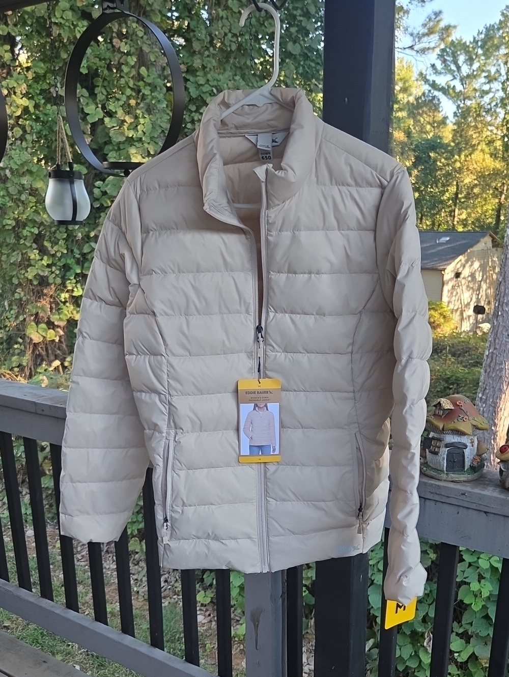 Eddie Bauer Women's Light Cream Quilted Puffer 650 Down Jacket
